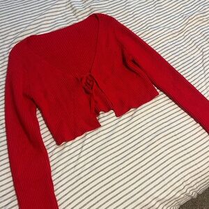 Red Ribbed Women's Sweater